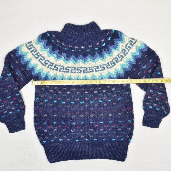 VTG Nuca Huasi Ecuador Men's Pullover Sweater 100% Wool Blue Size XL Heavy - Picture 4 of 8